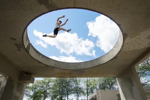 Professional parkour performer Robbie Griffith